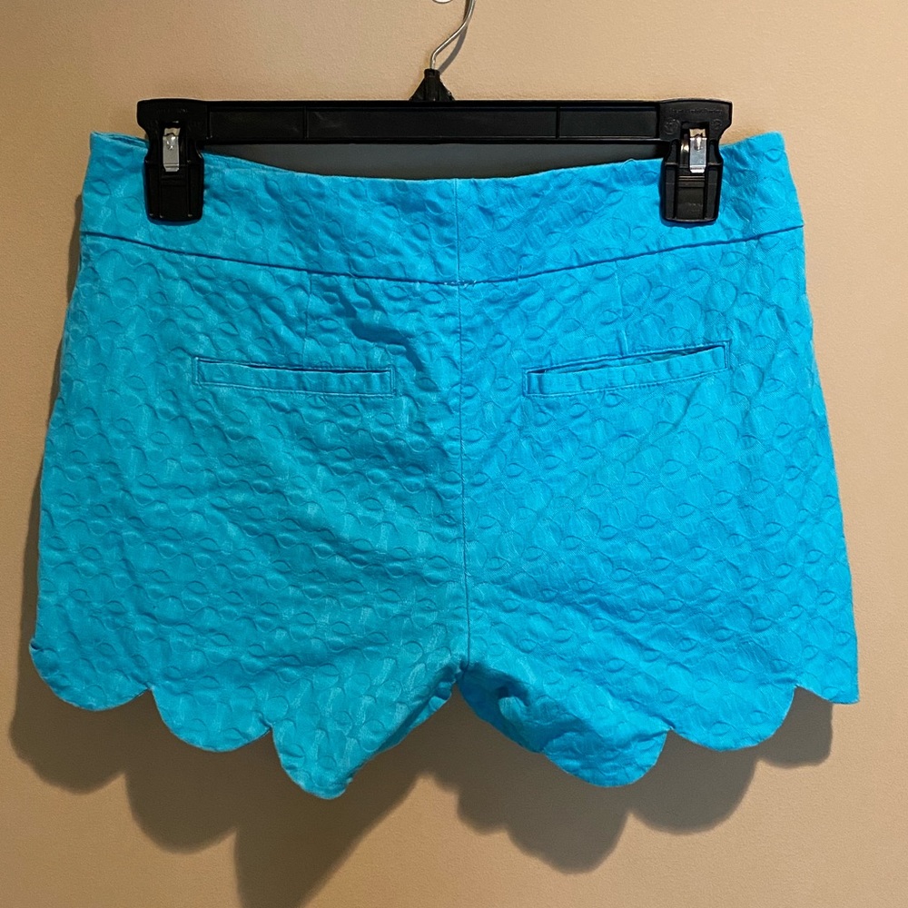 Bright Blue Textured/Ruffled Mini Shorts - Picture 2 of 5